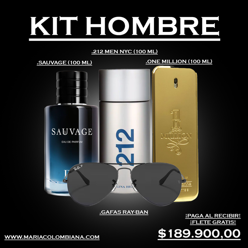 KIT 1 HOMBRE (3 PERFUMES + GAFAS RAYBAN)